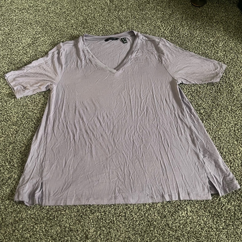H by Halston purple V-Neck Short Sleeve Top M